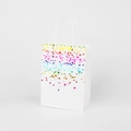 White premium paper gift bag featuring gradient rainbow heart foil stamping pattern - White Kraft Single-Sided Rainbow Gold Heart