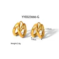 Double layered C-shaped 18k gold plated hoop earrings in polished stainless steel - Gold (YYE023666-G)