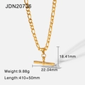 Punk 18K Gold Edelstahl T-Stab Anhänger Halskette mit Maßen und Gewichtsanzeige - Figarokette (JDN20736)