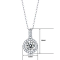 Detailed 15mm round moissanite pendant necklace in 925 sterling silver with dimensions - 40cm+5cm / Classic Round Inlaid Style (P9373)