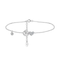 S925 sterling silver bracelet featuring heart, clover charms and sparkling crystals - Heart Flower Multi-Charms / Silver