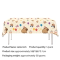Cute Capybara party tablecloth for birthday celebrations featuring colorful prints - Plastic Tablecloth