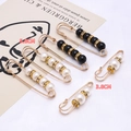 6-piece pearl and black bead waist pins with crystal spacers in 5.8cm and 3.8cm sizes - Black And White Elegant Style