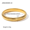 18K gold plated ribbed cuff bracelet with square emerald zircon and product dimensions - Gold 1.0cm Ribbed Style (JDB2305005-10)
