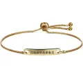 Verstellbares goldenes Titanstahl-Boxkettenarmband mit gravierbarer rechteckiger Platte - Verstellbarer Gravurstil / Gold