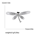 Spilla a libellula argento con ali a rete e strass bianchi, misura 7,4cm x 3,2cm - Grigio