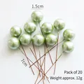Light green pearlescent berry stems for DIY crafts, set of 20 pieces, 1.5cm berries - 1.5cm Pearlescent Green Berries (20 Pcs)