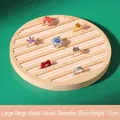 Round bamboo ring display tray with beige velvet lining in 20cm diameter size - Bead Velvet / Large / Beige