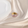 Elegant gold ring with pink enamel and sparkling round zircons for a minimalist look - Pink - Gold Dots - Zirconia