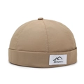 Breathable khaki docker hat with mountain logo patch in a minimalist street style - Adjustable / Deep Beige