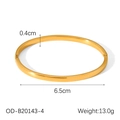 Sleek minimalist 18K gold plated stainless steel bangle with 6.5cm inner diameter - Bright Gold/Minimalist Ring/4mm