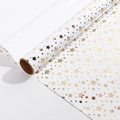 Roll of white gift wrapping paper with metallic gold foil star patterns for birthdays - Gold Foil Stars; 43CM*3M