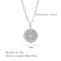 Zilveren rvs zonnestraal muntketting met 19 mm hanger aan een 40 cm ketting - Zilver