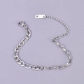 Bracciale a catena Figaro minimalista in acciaio inossidabile placcato 18 carati con chiusura - Argento