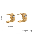 Irregular gold C-shaped earrings with blue stones and dimensions 12.1mm by 17.3mm - Ripple Pleated Sapphire Earrings (STE24411)