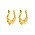Minimalist golden bamboo style geometric earrings in polished 18K finish - Bamboo Joint Shape / Gold