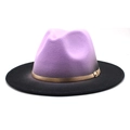 Détail du chapeau fedora en laine dégradé violet et noir avec boucle dorée - Dégradé Mauve & Noir (#7)