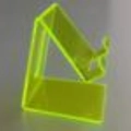 Minimalist yellow acrylic transparent phone stand with thick base for desktop - Fluorescent Green