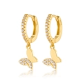 Goldene Schmetterling-Ohrringe aus S925 Sterlingsilber mit Zirkonia-Besatz - 925er Silber / Gold