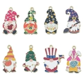 Set of 8 holiday gnome charms in enamel and gold zinc alloy for DIY jewelry - Gnome Series (SN1070)