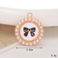 Detailed view of luxury shoe charm showing 2.8cm pearl diameter and 5.4g weight - C473 Bowknot Pearl Ring