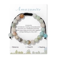 Amazoniet kralenarmband met verstelbaar gevlochten koord en kaartje - Amazoniet Stijl (FK2273) / 19cm