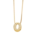 Gold plated initial letter O necklace with pavé cubic zirconia on a box chain - Letter O