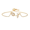 Elegant 18K gold plated tulip flower bracelet with teardrop zircon and adjustable slide clasp - White (31919)