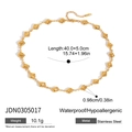 Detalle del collar de cuentas de pan en acero inoxidable chapado en oro 18K con medidas - Collar de Bola de Tornillo (JDN0305017)