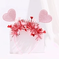Pink sequin heart headband with red tassels for Valentine's Day party outfits - Pink Sequin Heart Red Tassel Headband (No. 23)