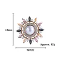 Vintage Sonnenblumen-Brosche mit Perlen und bunten Marquise-Edelsteinen, 42mm Größe - Bunt