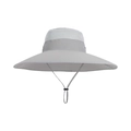 Light grey wide brim sun hat with breathable white mesh crown and adjustable chin strap - Light Gray