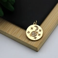 18K gold plated celestial round charm featuring micro-set moon and star crystals - Moon Star Planet Style