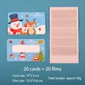 Blue Christmas scratch card stationery set with 20 snowman and reindeer themed cards - Scratch Card Set - Christmas Snowman Blue (20 Cards 20 Films)