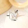 Silver butterfly stud earring with clear zircon inlay measuring 6mm by 7.8mm - White (Single)
