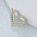 Connecteur pendentif cœur doré en zircon pour la création de colliers et bracelets - Cœur à Double Anneau-Or