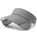 Gray open-top sun visor hat with retractable side panels for outdoor sports and UV protection - Adjustable / Light Gray