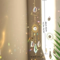 Gouden zonnevanger met kristallen zon en maan, tuinornament met afmetingen 40-42 cm - Driehoek Zon
