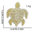 Embroidered sea turtle patch in golden yellow with 7.6x6.6cm size measurements - Yellow
