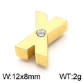 Gouden roestvrijstalen letter X hanger met ronde kristalsteen, maat 12x8mm - 12x8mm / Goud (KLJ5527-Z)