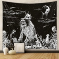 Arazzo gotico con teschi e scheletri e luna per decorazione murale della camera - 73*95CM / Tessuto Spazzolato