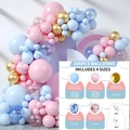 106pcs macaron pink and blue balloon arch kit with metallic gold and confetti balloons - Pink Blue Gold Sequins Style (Set 022)