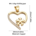 Golden heart pendant with snowflake pattern and zircon detail in copper material - Dbn150-15 / 18K Gold
