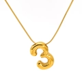 Goldene Ballon Nummer 3 Halskette mit polierter Edelstahlkette für Damen und Mädchen - Zahl 3 Ballonstil (SP731G-3)