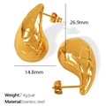 Orecchini a goccia dorati con trama a rombi in acciaio inossidabile placcato oro 18K - EH634 Modello a Reticolo Medio / Oro