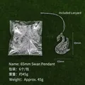 Transparent acrylic swan Christmas ornaments with silver strings 6-piece pack set - Swan Pendant / 65mm
