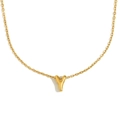 Collier en acier inoxydable plaqué or 18 carats avec pendentif lettre Y évidé - Lettre Y / Or