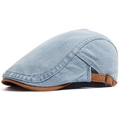 Lichtblauwe denim ivy cap met bruine suède rand en verstelbare bronzen gesp details - Verstelbaar / Lichtblauw