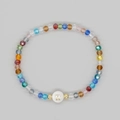 Bracciale fatto a mano in perle di cristallo arcobaleno con lettera R dorata e distanziatori - Lettera R