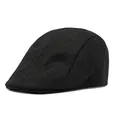 Men's summer black mesh ivy cap with breathable fabric and classic flat brim design - M (56-58cm) / Black